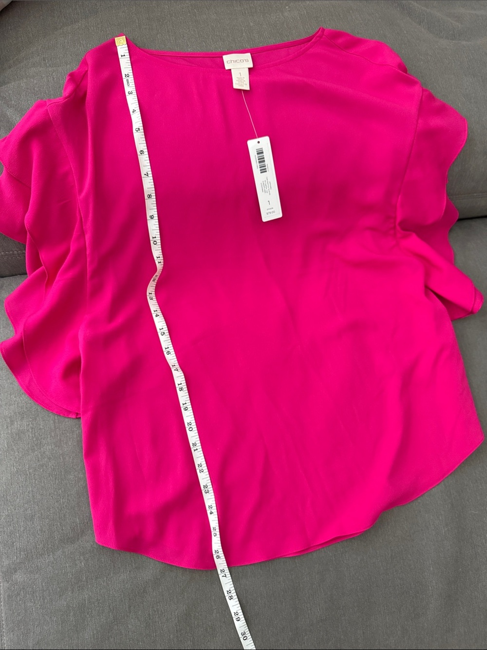 Chico's Hot Pink Ruffle Sleeve Blouse - Picture 8 of 9